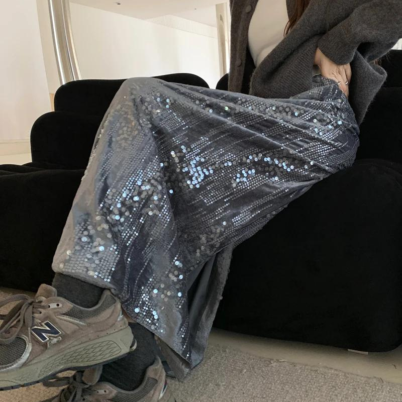 Rock mit Pailletten, mit elastischer Taille