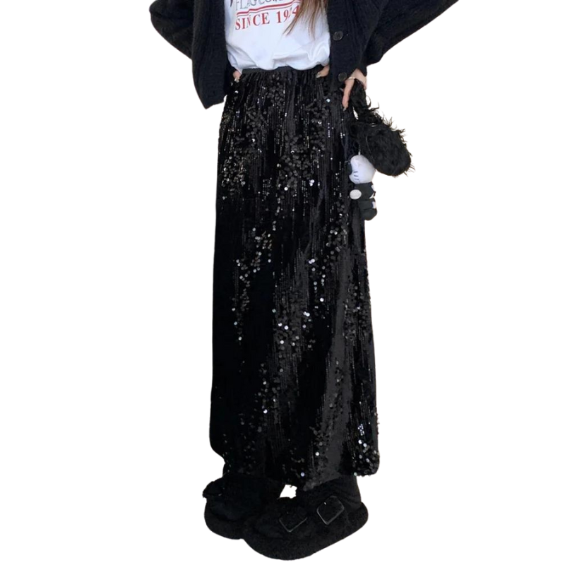 Rock mit Pailletten, mit elastischer Taille