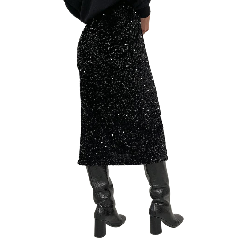 Midikleid mit Schlitzen und Pailletten
