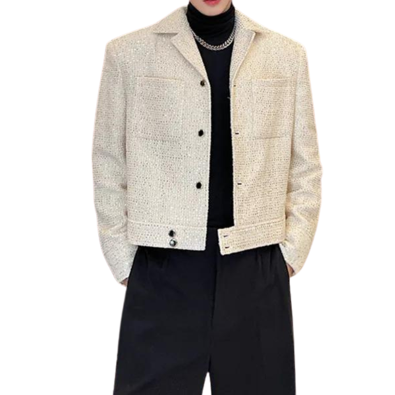 Kurze Paillettenjacke für Herren mit Knöpfen