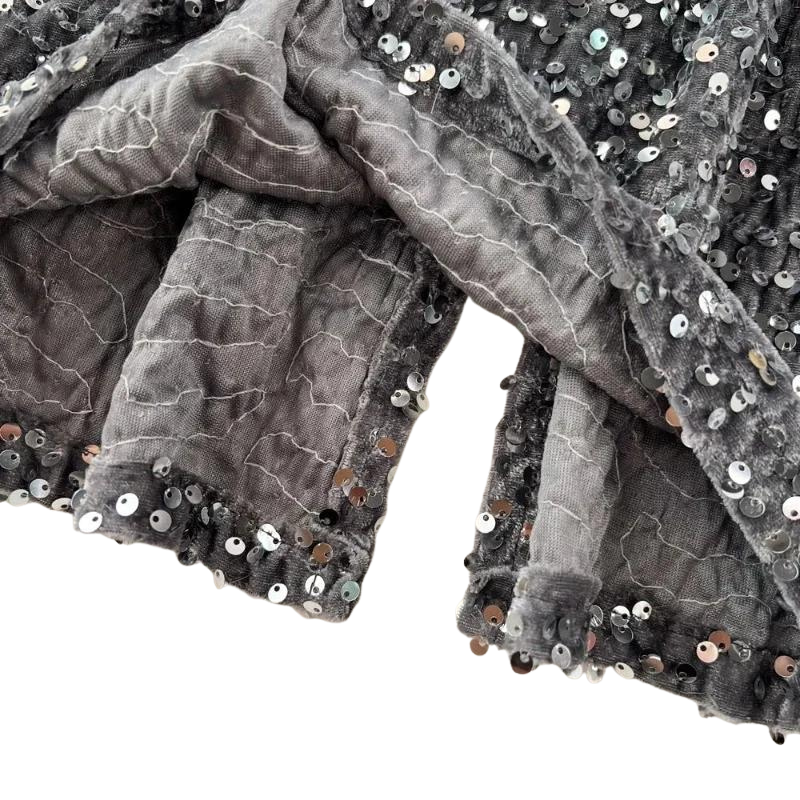 High-Waist Paillette Rock aus Samt