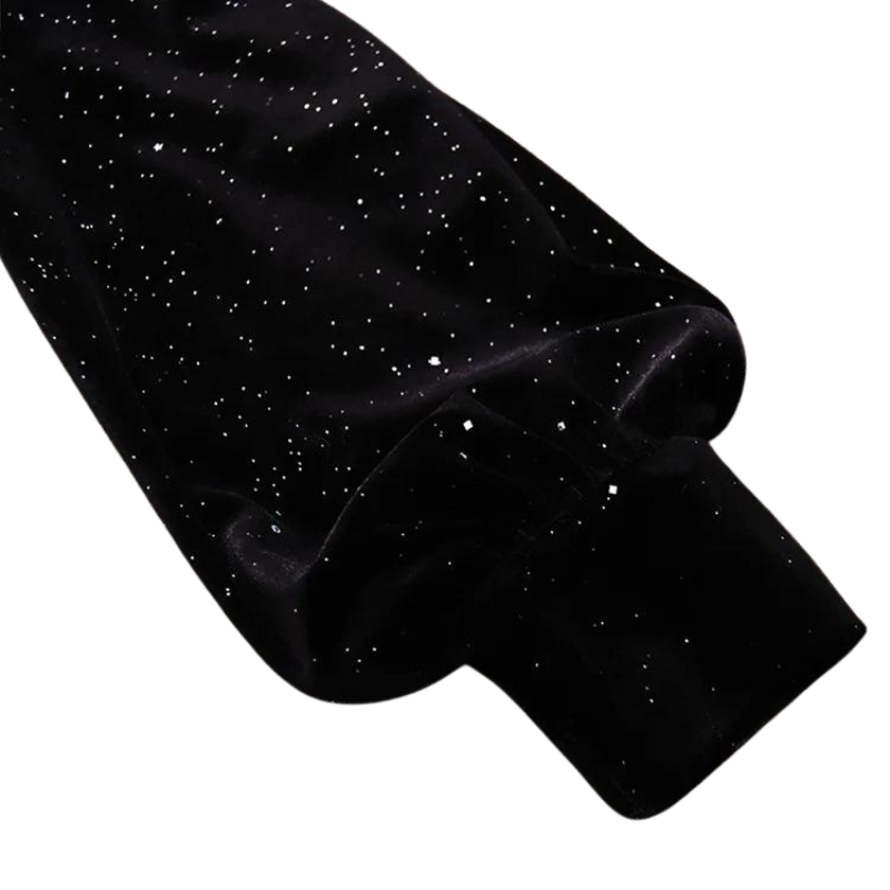 Schwarzes Samtkleid mit Pailletten