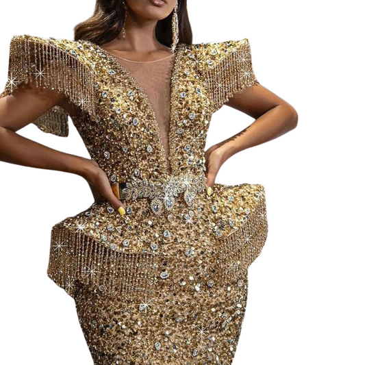 Abendkleid aus Pailletten in Gold