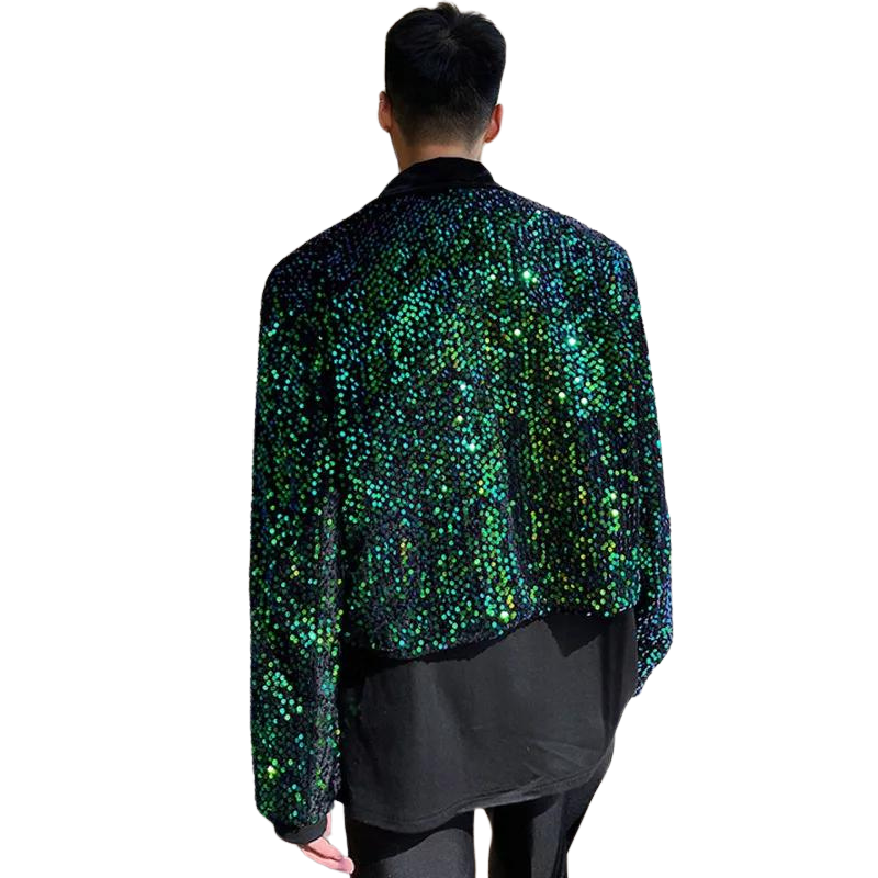 Herren Jacke mit Pailletten Grün
