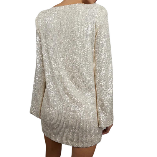 Langes Damen-T-Shirt-Kleid mit Pailletten