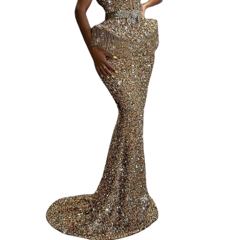 Abendkleid aus Pailletten in Gold