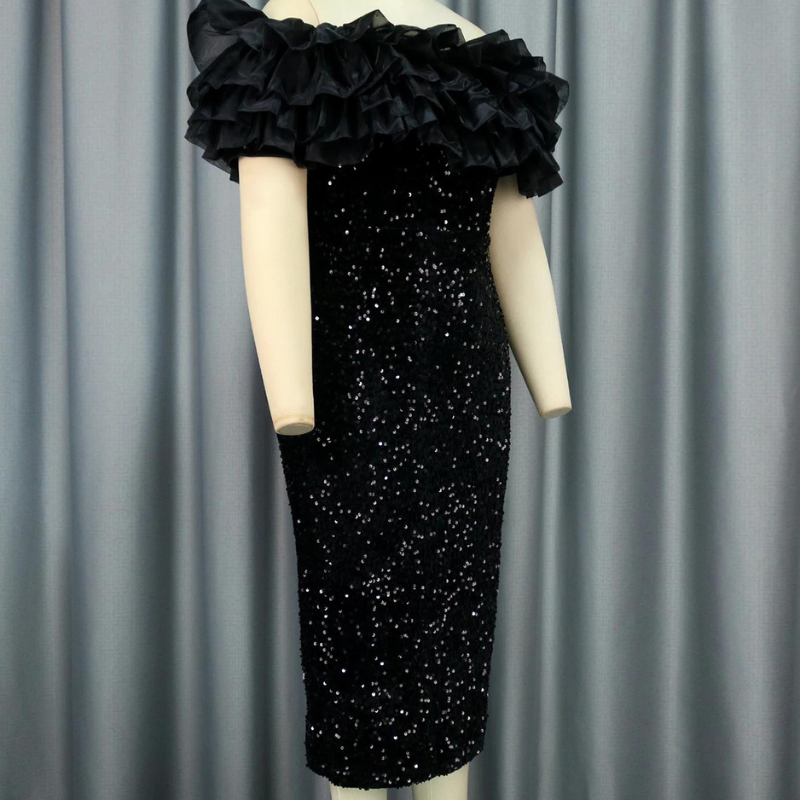 Gala-Kleid Pailletten Schwarz