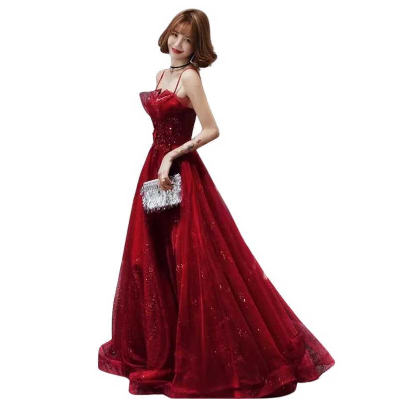 Pailletten-Tüll-Kleid mit Trägern
