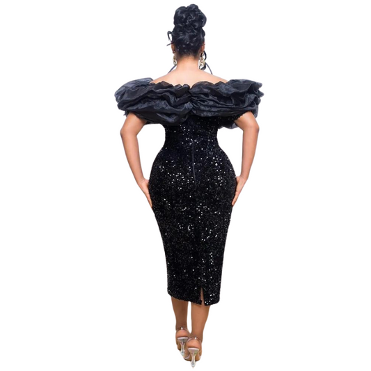 Gala-Kleid Pailletten Schwarz