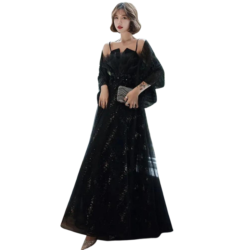 Pailletten-Tüll-Kleid mit Trägern