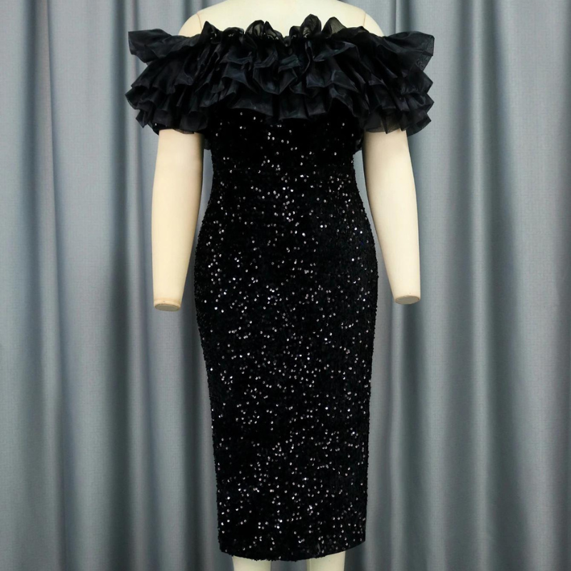 Gala-Kleid Pailletten Schwarz