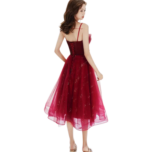 Pailletten-Tüll-Kleid mit Trägern