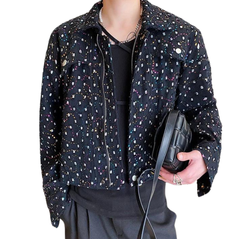 Kurze schwarze Paillettenjacke für Herren