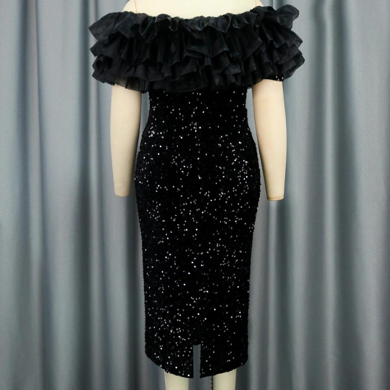 Gala-Kleid Pailletten Schwarz