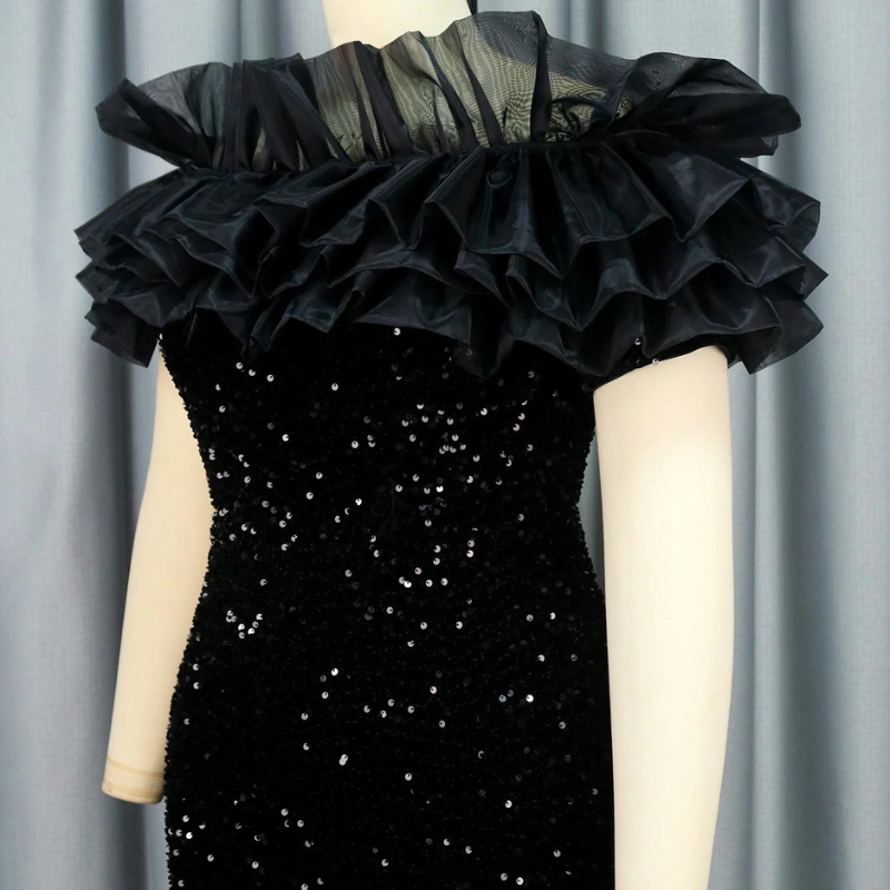 Gala-Kleid Pailletten Schwarz