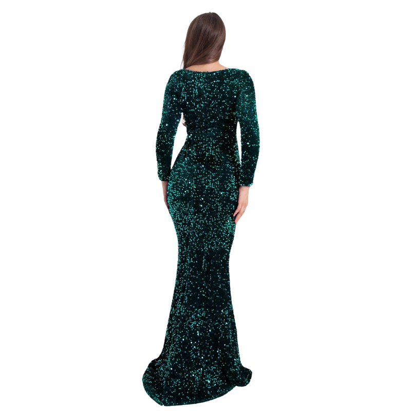 Langarmkleid mit Pailletten und figurbetonter Passform