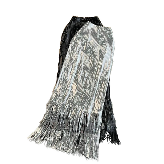 lange Pailletten Fransen Rock