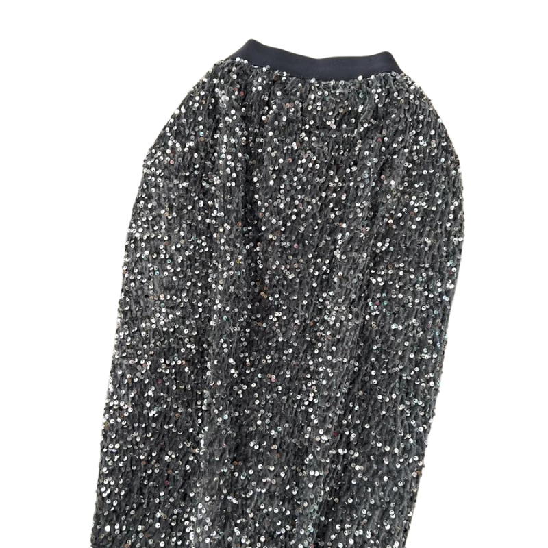 High-Waist Paillette Rock aus Samt