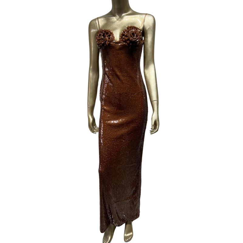 Braune Pailletten-Kleid mit Trägern
