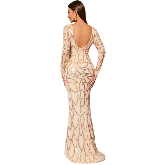 Abendkleid mit Pailletten, lang, mit Reißverschluss