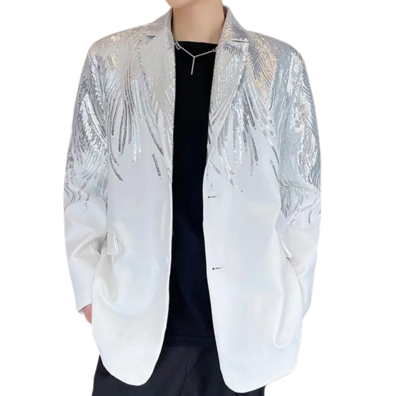 Blazer Jacke mit Pailletten und Feder-Optik für Männer