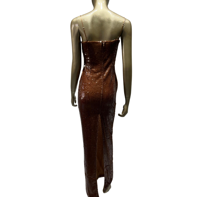 Braune Pailletten-Kleid mit Trägern