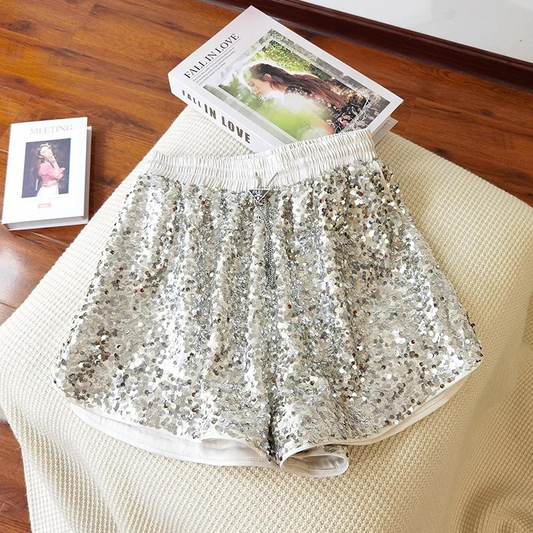 Kurzes Pailletten-Sporttop für Damen