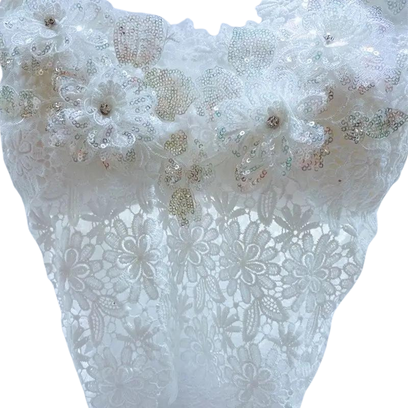 Top Crop Top mit Blumen und Pailletten