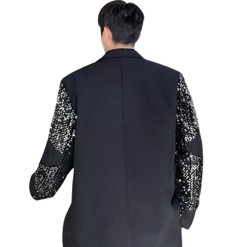 Anzugjacke in Schwarz mit Pailletten