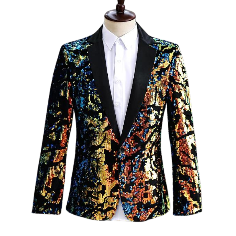 Herren-Paillettenanzugjacke in bunten Farben