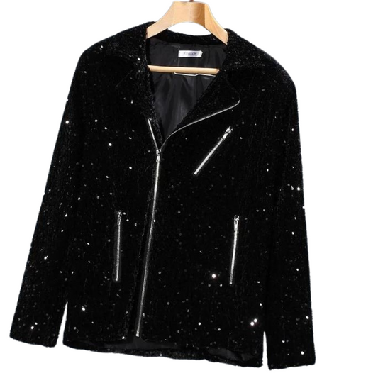Herren Pailletten Jacke mit Reißverschluss