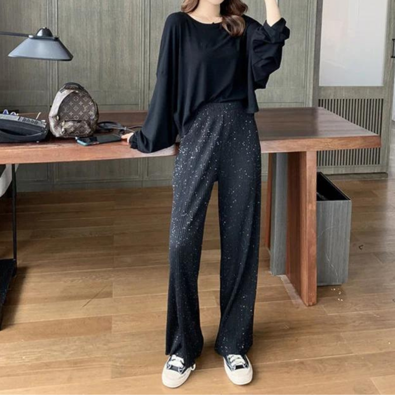 Schwarze Paillettenhose für Damen