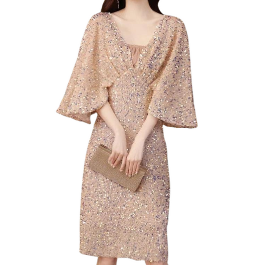 party Kleid mit Pailletten und Puffärmeln