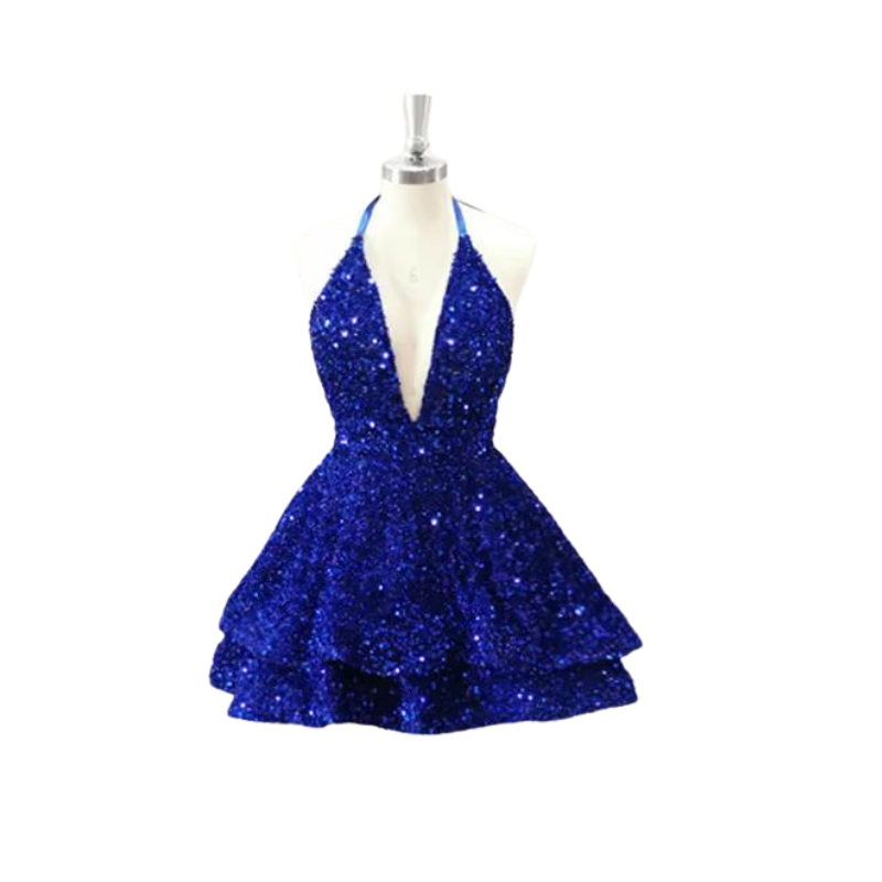 Sexy Pailletten Kleid Halsband