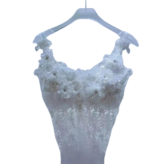 Top Crop Top mit Blumen und Pailletten