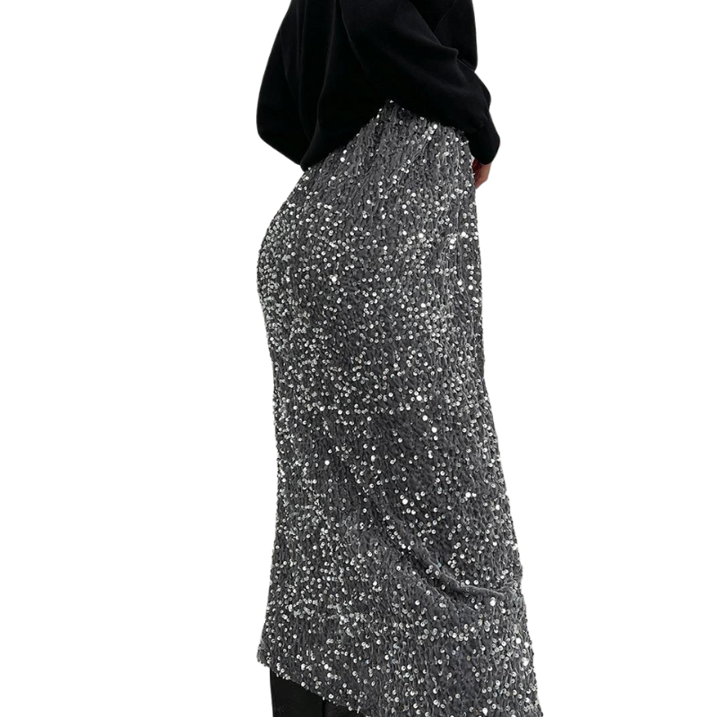 Midikleid mit Schlitzen und Pailletten