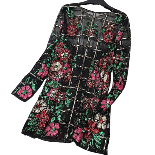 Transparente Pailletten-Kleid