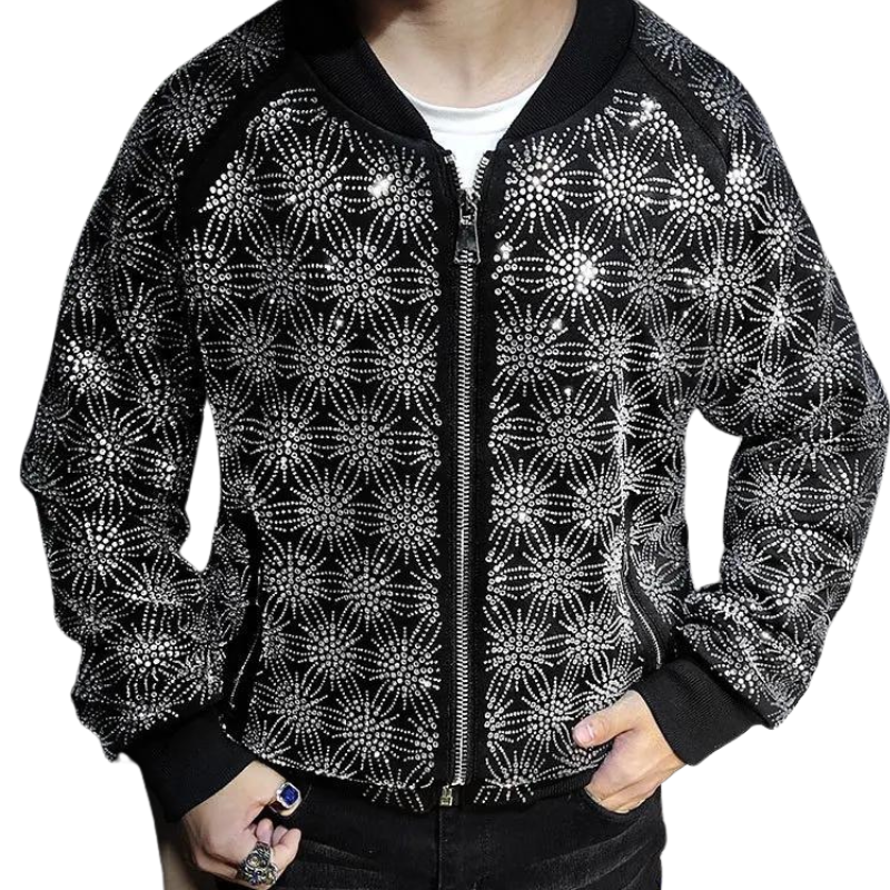 Bomber Noir Strass Herren