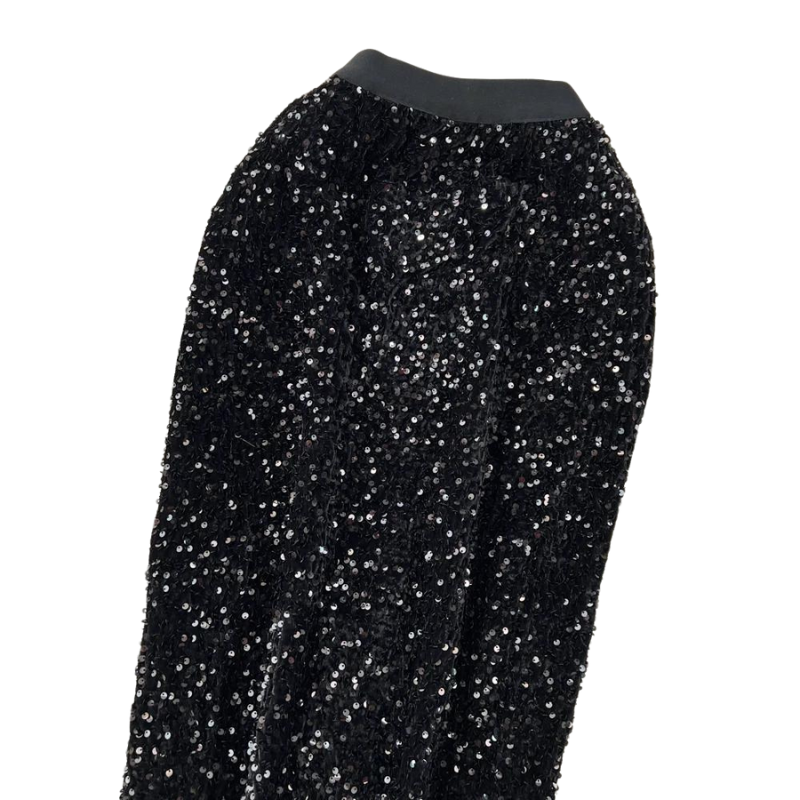 High-Waist Paillette Rock aus Samt