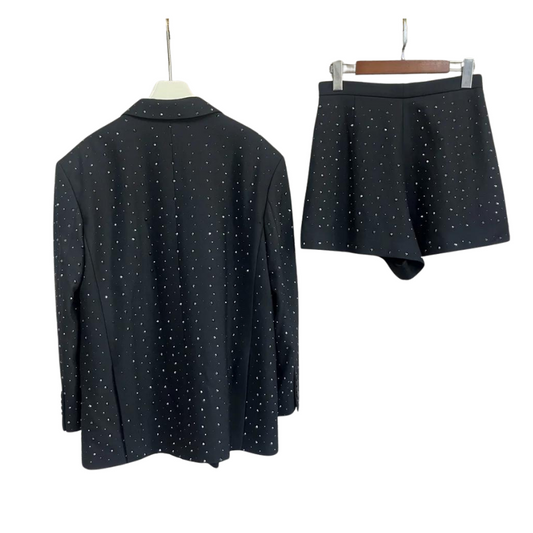 Verkleidung und Shorts mit Strass in Schwarz