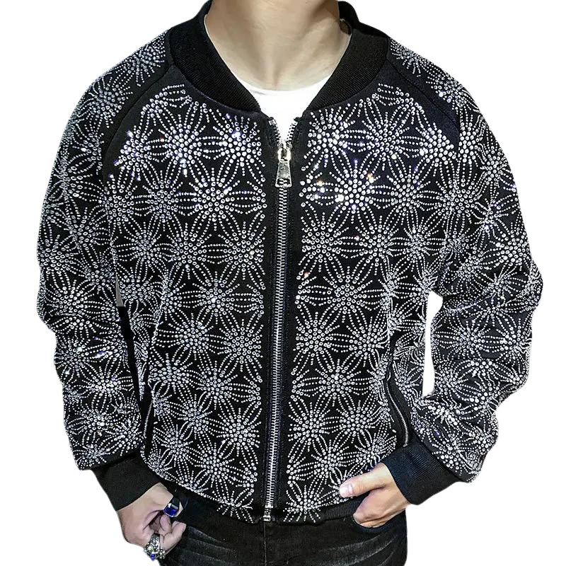 Bomber Noir Strass Herren