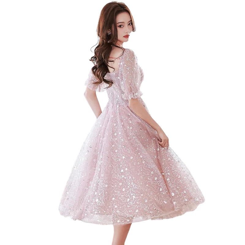 Rosafarbenes Pailletten-Tüll-Kleid