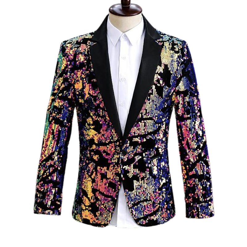 Herren-Paillettenanzugjacke in bunten Farben
