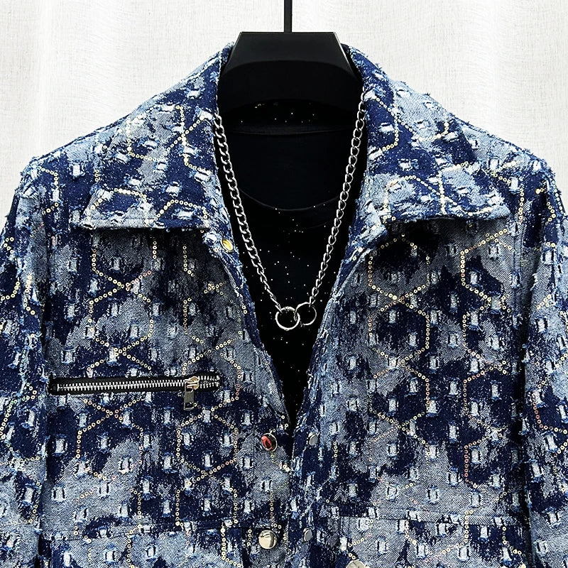 Blaue Paillettenjacke für Herren