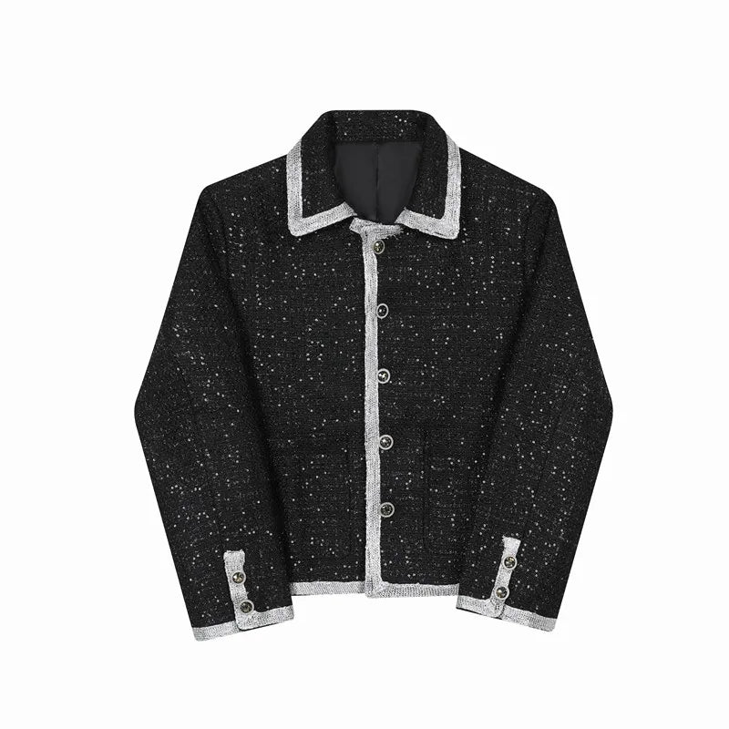 Herren Paillettenjacke mit Silberrand