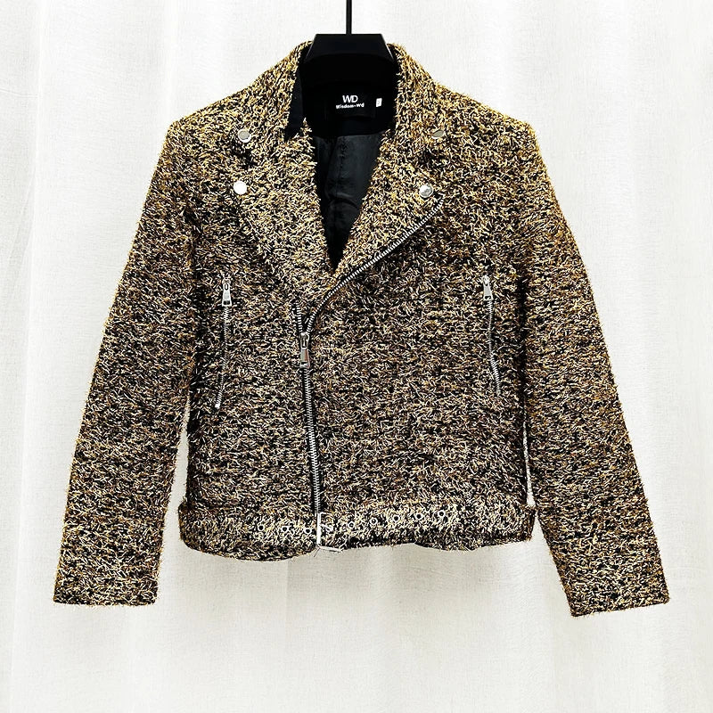 Herren glänzende Motorradjacke