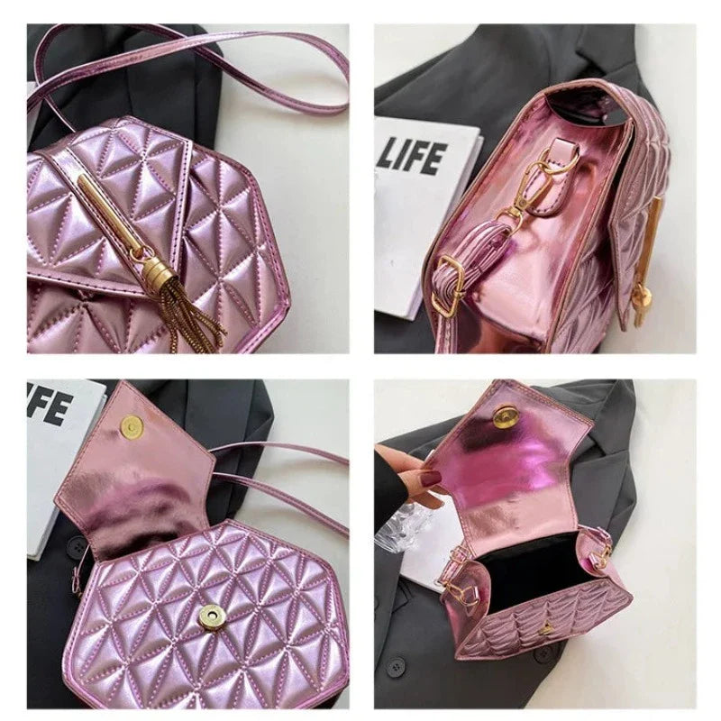 Sac Doré Hexagone PU Cuir