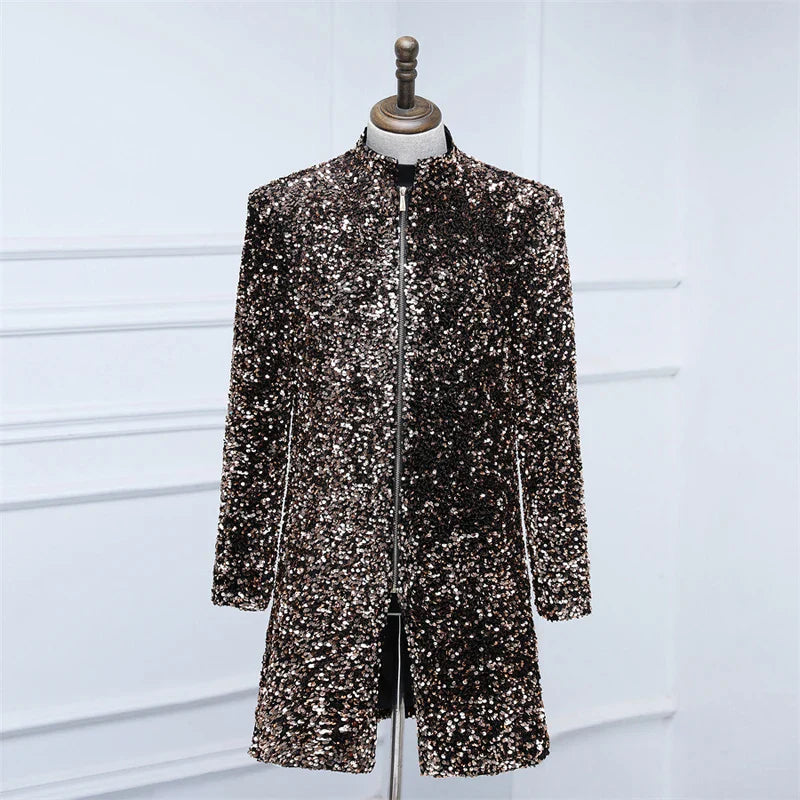 Lange Jacke Pailletten Herren