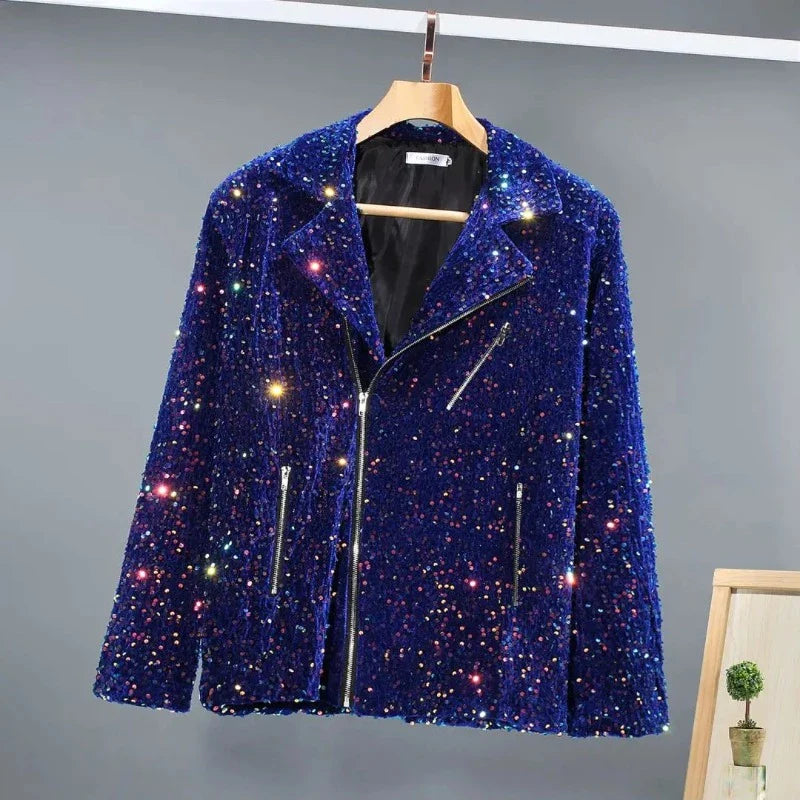 Herren Pailletten Jacke mit Reißverschluss