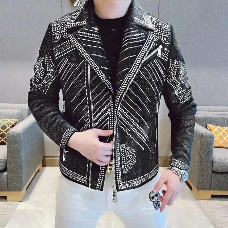 Männer Strass Jacke Motorrad-Design